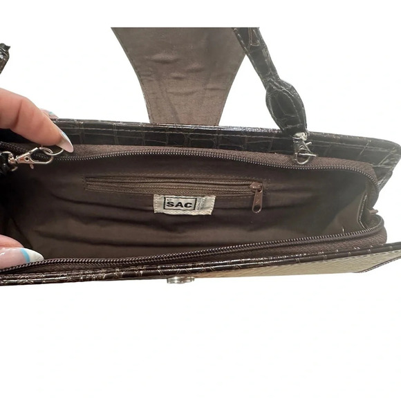 🛍️ $3/40 Le Sac Handmade Satchel Straw Leather Black  Brown Cream - Picture 6 of 6